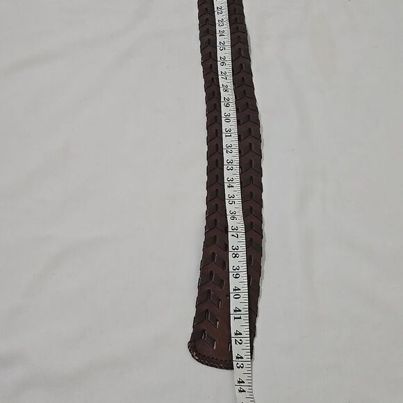 Brown Woven Leather Belt with Metal Buckle - Picture 3 of 7